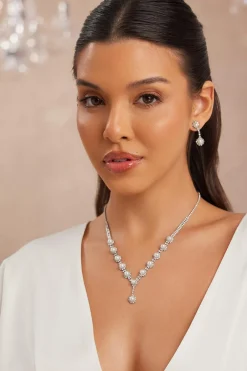Quiz White Diamante Pearl Jewellery Set Hot