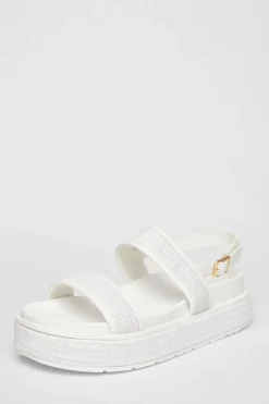 Quiz White Double Strap Flatform Sandals Clearance