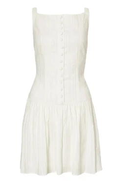 Quiz White Drop Waist Mini Dress Sale