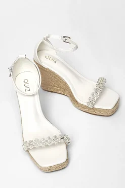 Quiz White Embellished High Wedges Online