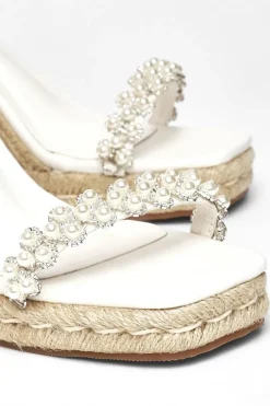 Quiz White Embellished High Wedges Online