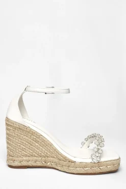 Quiz White Embellished High Wedges Online