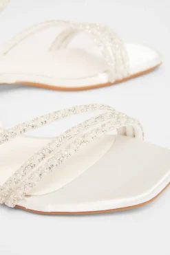 Quiz White Embellished Strappy Sandals Clearance