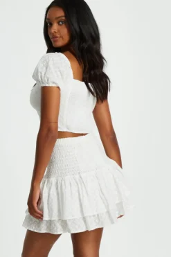 Quiz White Embroidered Cropped Top Sale