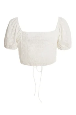 Quiz White Embroidered Cropped Top Sale