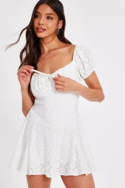 Quiz White Embroidered Milkmaid Playsuit Outlet