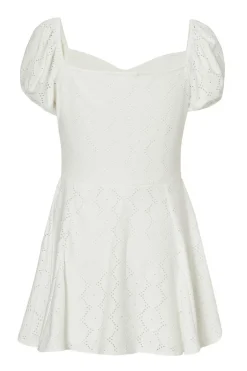 Quiz White Embroidered Milkmaid Playsuit Outlet
