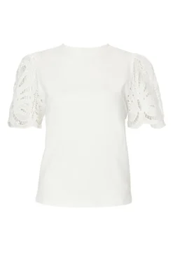 Quiz White Embroidered Sleeve Top Hot