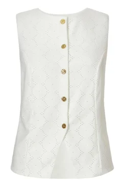 Quiz White Embroidered Waistcoat Sale