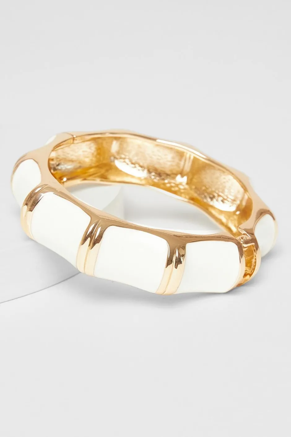 Quiz Enamel Cuff Bracelet White Clearance