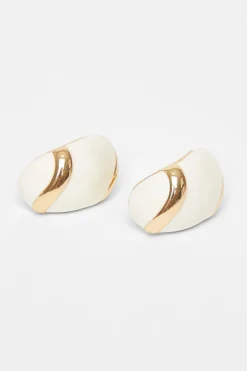 Quiz Enamel Stud Earrings White