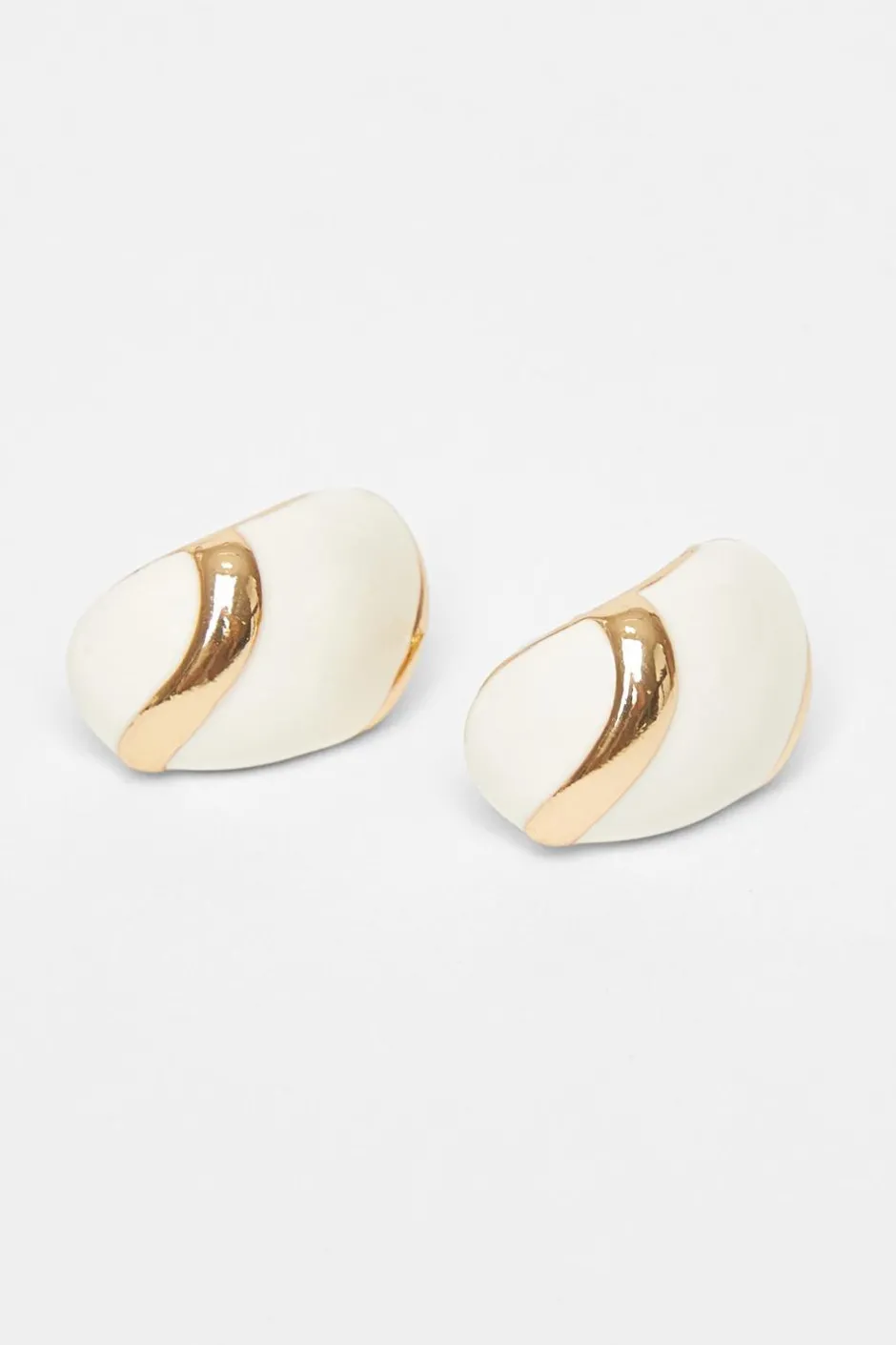 Quiz Enamel Stud Earrings White