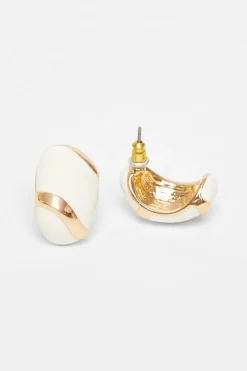 Quiz Enamel Stud Earrings White