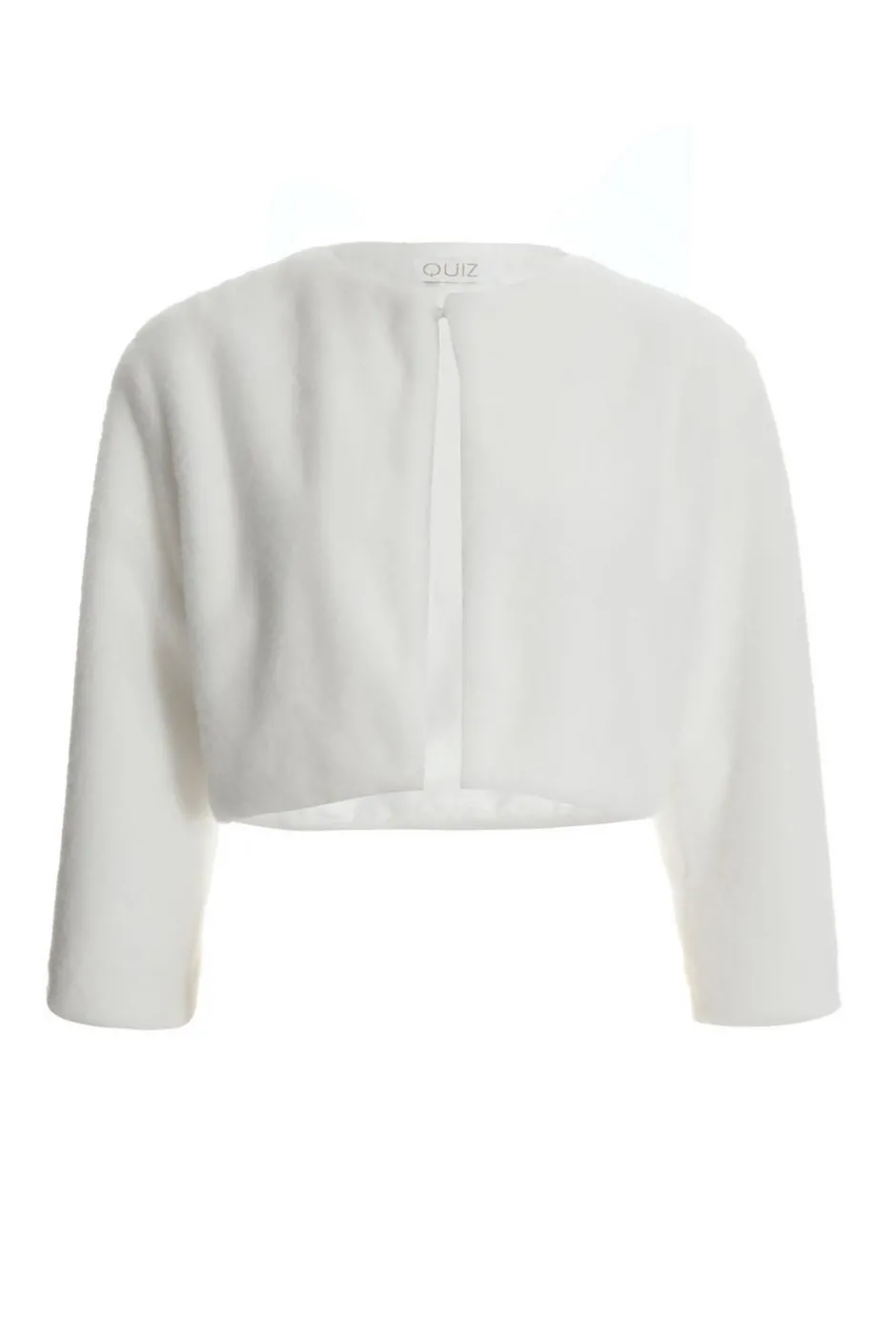 Quiz Faux Fur Long Sleeve Cape White Clearance