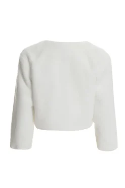 Quiz Faux Fur Long Sleeve Cape White Clearance
