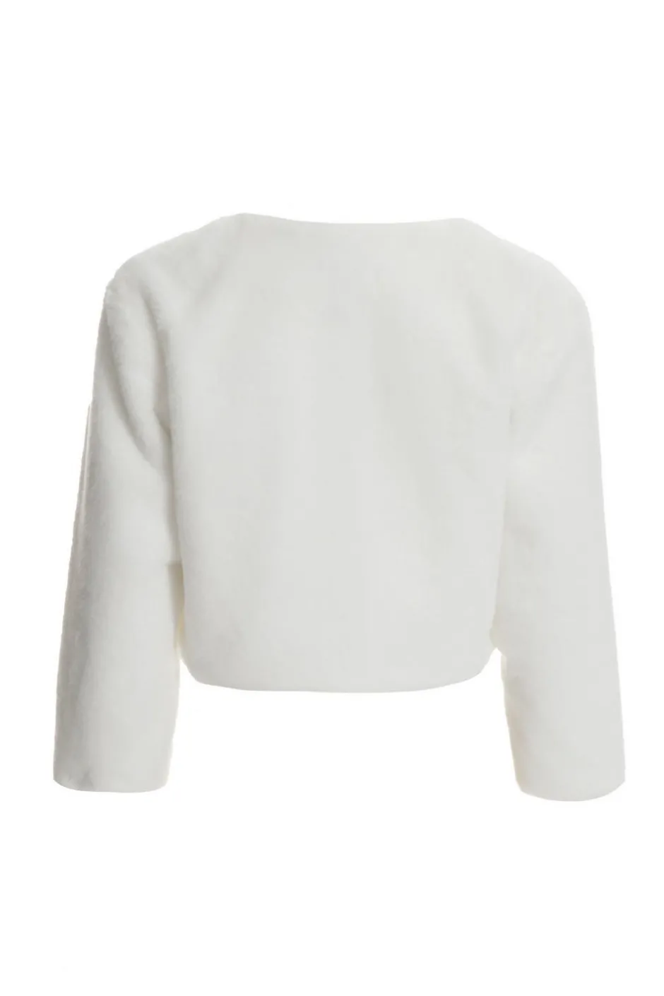 Quiz Faux Fur Long Sleeve Cape White Clearance