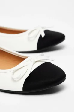 Quiz White Faux Leather Bow Flat Pumps Clearance