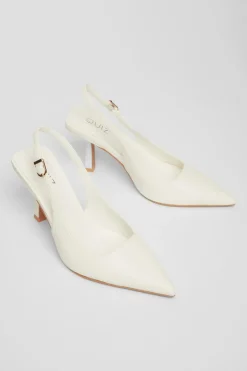 Quiz Faux Leather Court Heels White