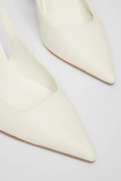 Quiz Faux Leather Court Heels White