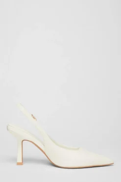 Quiz Faux Leather Court Heels White