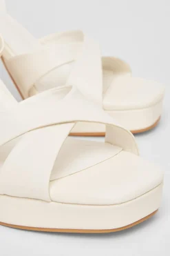 Quiz Faux Leather Platform Heels White Outlet