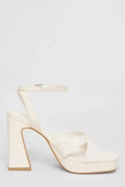 Quiz Faux Leather Platform Heels White Outlet