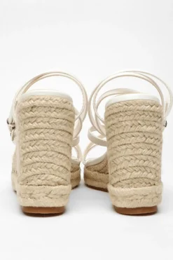 Quiz Faux Leather Strappy Wedges White Outlet