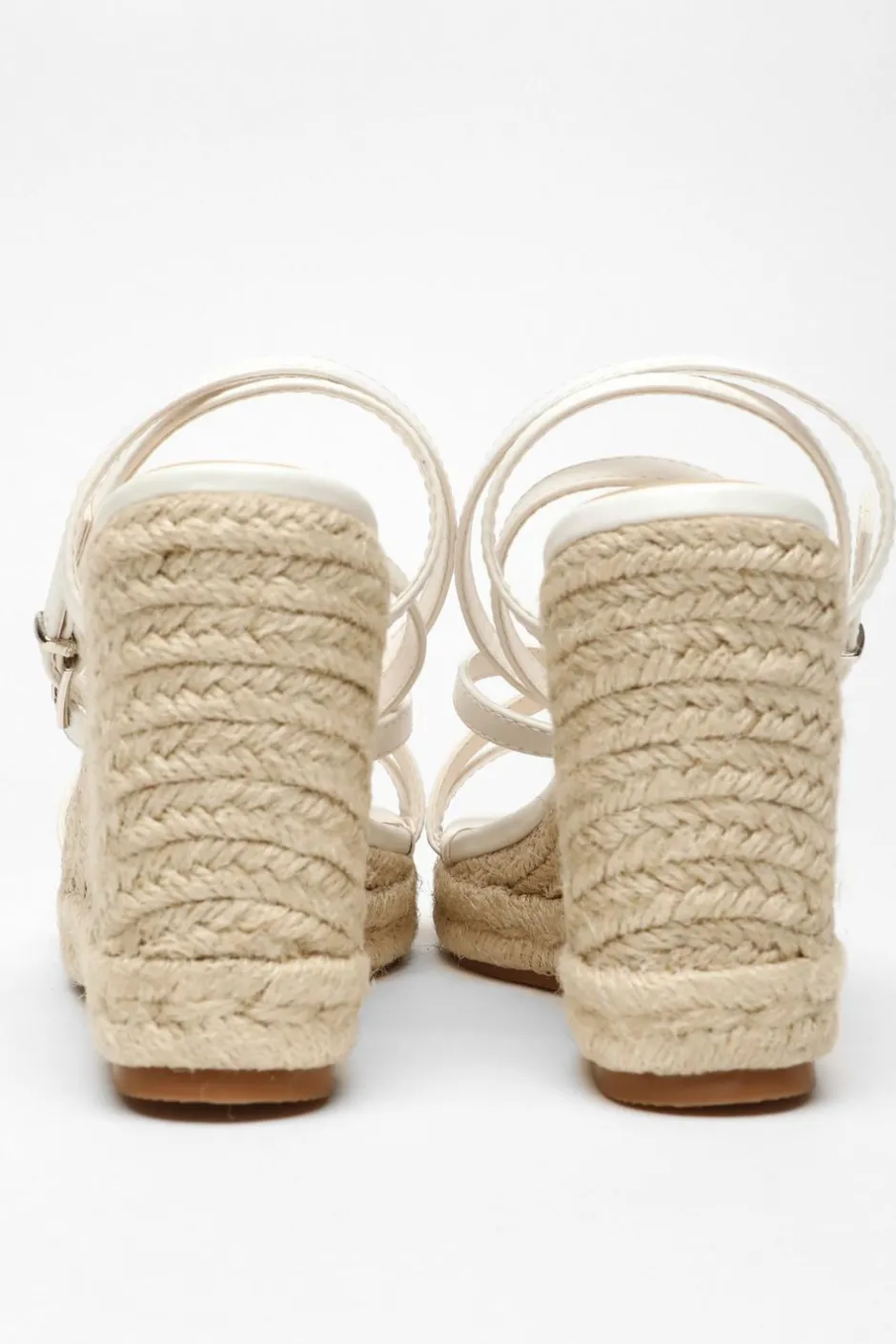 Quiz Faux Leather Strappy Wedges White Outlet