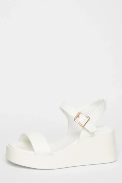 Quiz White Faux Leather Wedges Discount