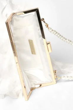 Quiz White Feather Clutch Bag Sale