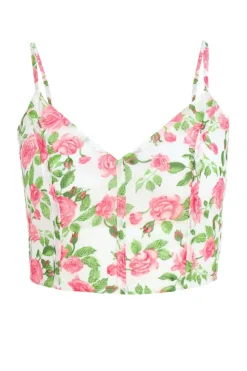 Quiz White Floral Chiffon Crop Top Sale
