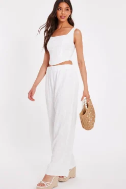 Quiz White Floral Embroidered Crop Top Discount