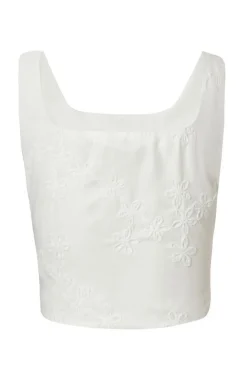 Quiz White Floral Embroidered Crop Top Discount