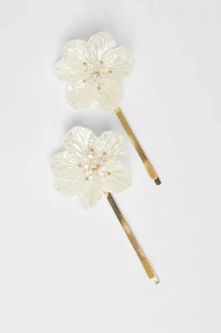 Quiz Floral Hair Slides White Outlet