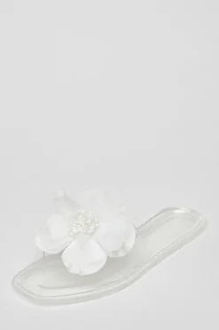 Quiz Floral Jelly Sandals White Sale