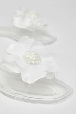 Quiz Floral Jelly Sandals White Sale