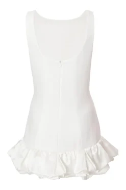 Quiz White Frill Hem Mini Dress Sale