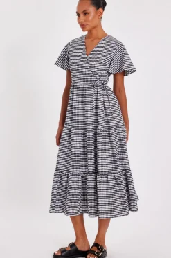 Quiz White Gingham Midaxi Dress