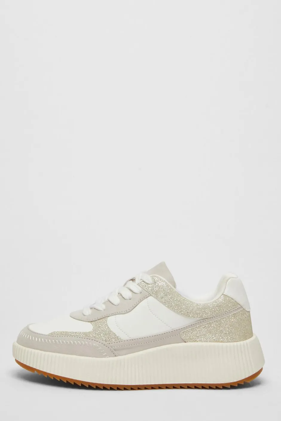 Quiz White Glitter Chunky Trainer Best