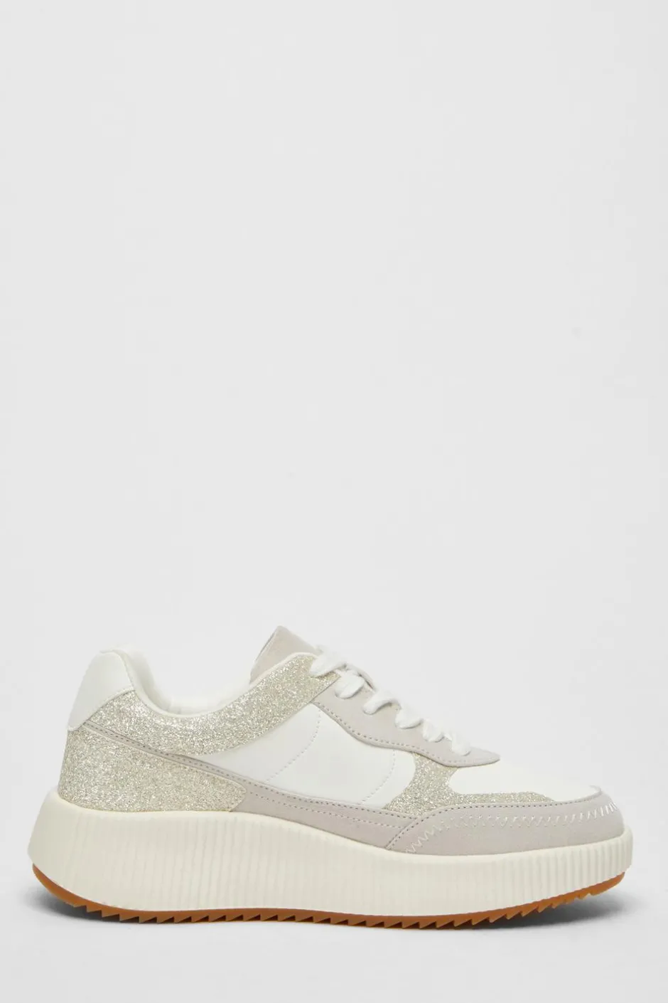 Quiz White Glitter Chunky Trainer Best