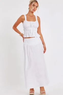 Quiz White High Waisted Maxi Skirt Clearance