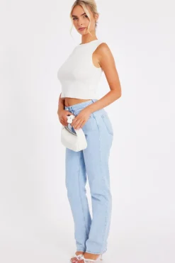 Quiz Knit Diamante Crop Top White New