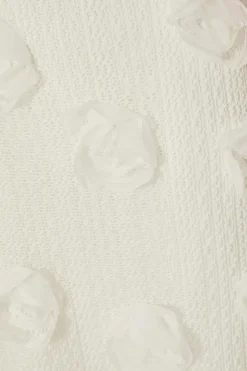 Quiz White Knitted Floral Midaxi Dress Outlet