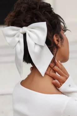 Quiz White Large Satin Hair Bow