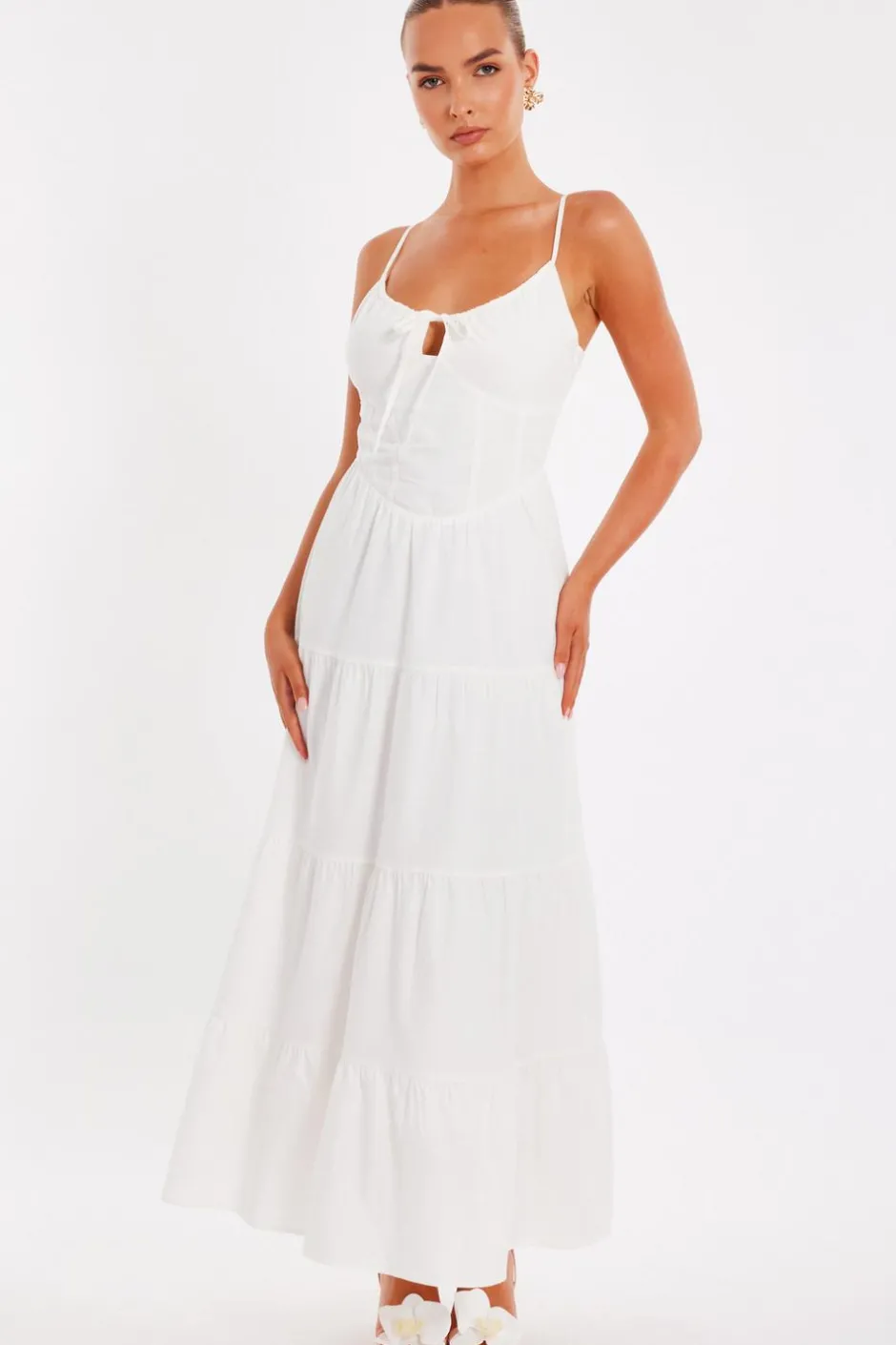 Quiz White Linen Corset Maxi Dress Best