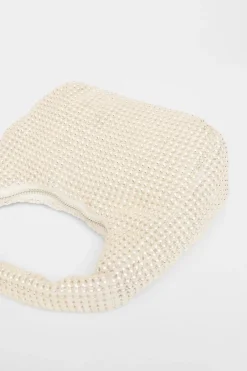 Quiz Mini Pearl Pouch Bag White