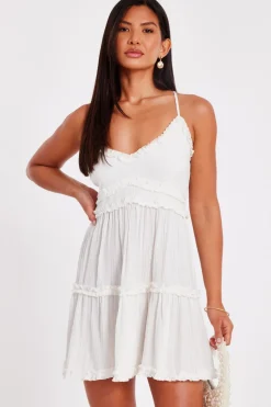 Quiz White Mini Skater Dress Outlet