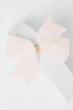 Quiz White Pearl Hair Bow