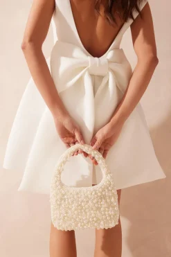 Quiz White Pearl Top Handle Bag Discount