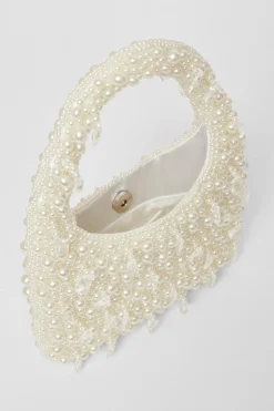 Quiz White Pearl Top Handle Bag Discount